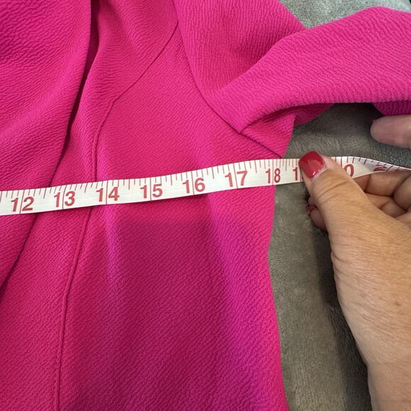 NEW Bar lll Fuchsia Pink 3/4 Ruched Sleeve Stretch Blazer Jacket Size Small NWT - Picture 13 of 15